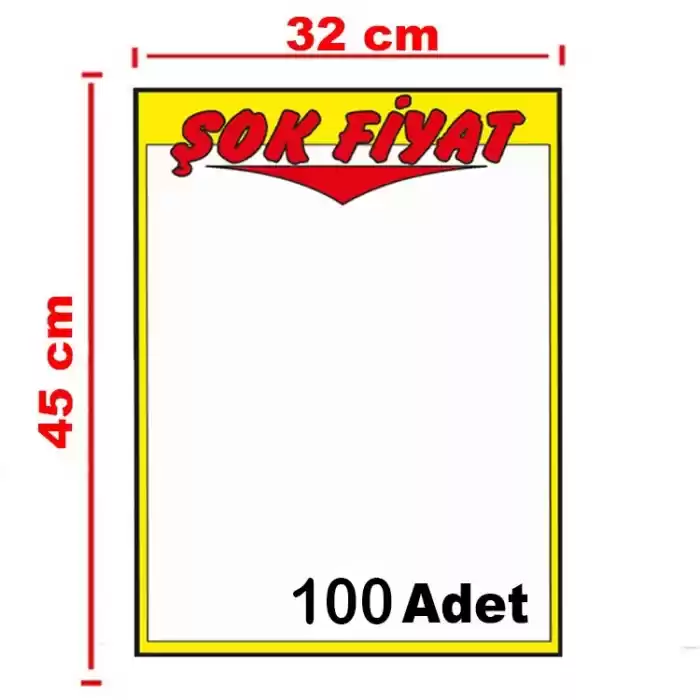 Market Kuşe Kağıt Şok Fiyat Baskılı Afiş 32x45cm 100 Adet