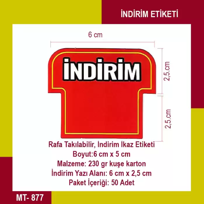 Market Raf Önü İndirim Ürün Etiketi Karton 50 Adet