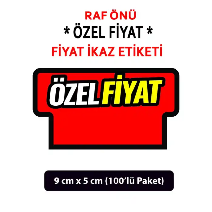 Market Raf Önü ÖZEL FİYAT Karton Fiyat Etiketi, 5 cm x 9 cm, Rafa Takılabilir 100 Adet