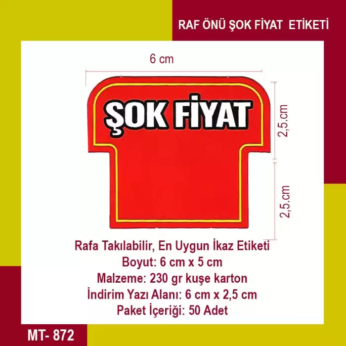 Market Raf Önü Şok Fiyat Ürün Etiketi Karton 50 Adet