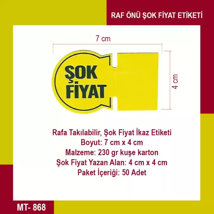 Market Raf Önü Şok Fiyat Ürün Etiketi Yuvarlak Karton 50 Adet
