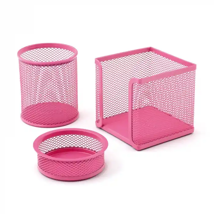 MAS 505 PEMBE METAL FİLE 3 LÜ MASA SETİ