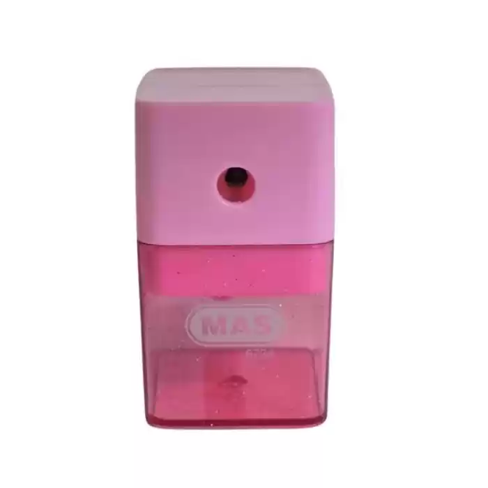 MAS 6734 KOLLU MASA TİPİ PLASTİK KALEMTRAŞ KÜÇÜK PEMBE