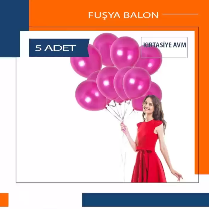 Metalik Fuşya Pembe Balon 5 Adet