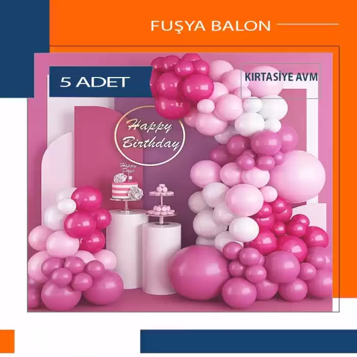 Metalik Fuşya Pembe Balon 5 Adet