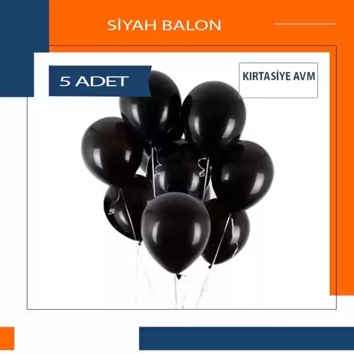 Metalik Siyah Balon 5 Adet