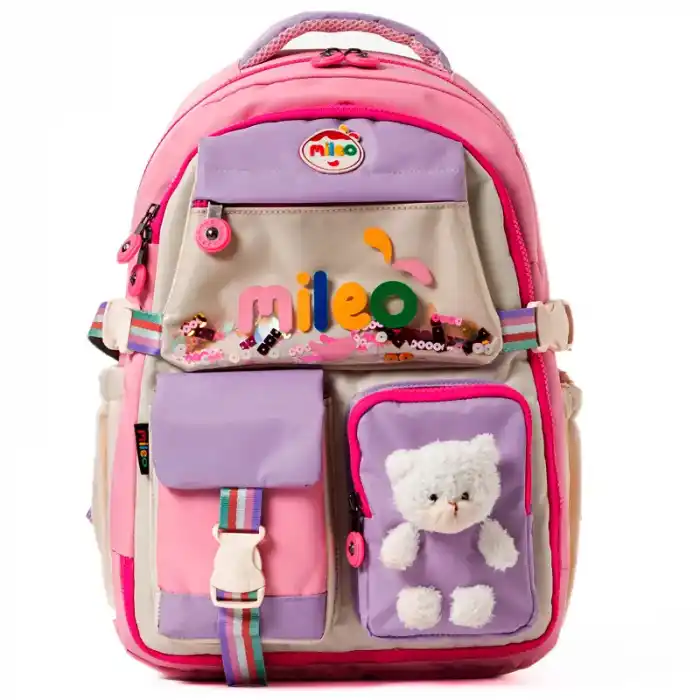 MILEO 2802 TEDDY OKUL ÇANTASI PEMBE LİLA