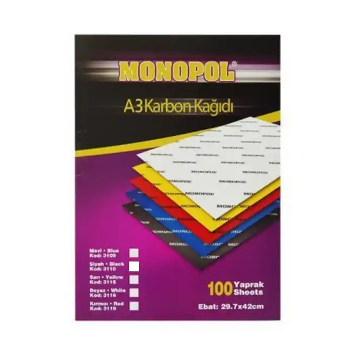 MONOPOL A3 SİYAH KARBON KAĞIDI 3109