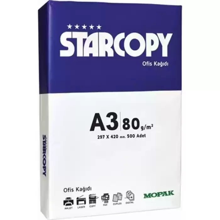 MOPAK A3 FOTOKOPİ KAĞIDI STARCOPY 500 LÜ 80 GR