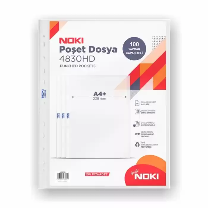 NOKİ HD POŞET DOSYA  A4 100 LÜ 4830HD 80 MİC.