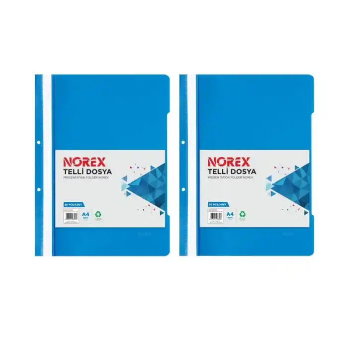 NOREX TELLİ DOSYA MAVİ 50 Lİ