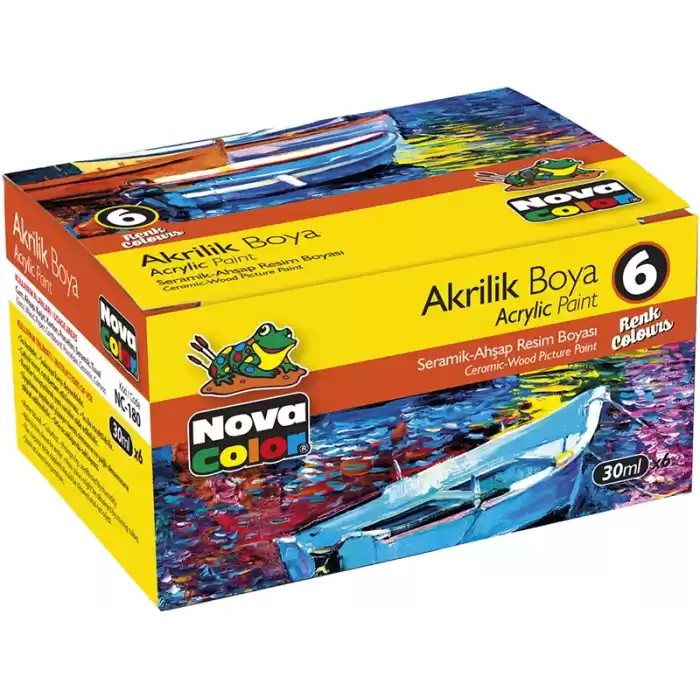 NOVA COLOR 6 RENK AKRİLİK BOYA ŞİŞE NC-180