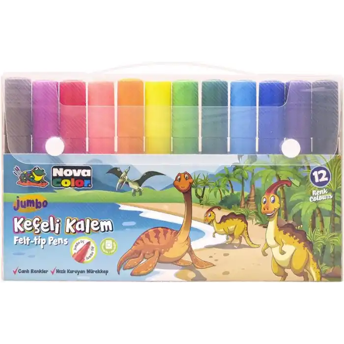 NOVA COLOR NC-874 12 RENK JUMBO KEÇELİ KALEM