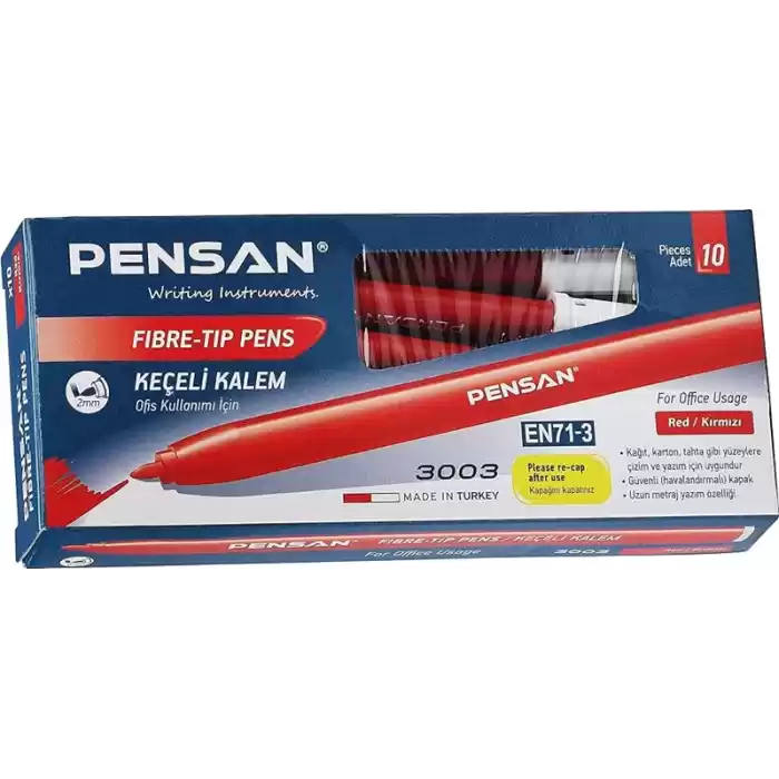 PENSAN 3003 KIRMIZI KEÇELİ KALEM