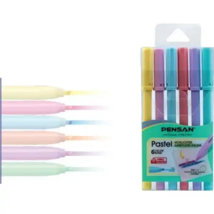 PENSAN 6 RENK PASTEL KESİK UÇ KEÇELİ KALEM 99096