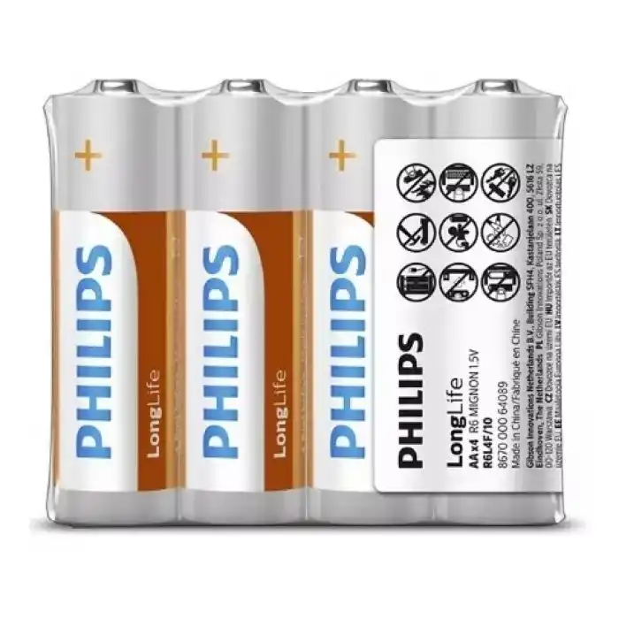 Phılıps R6l4f/10 Longlıfe Çinko Aa Kalem Pil 4 Lü