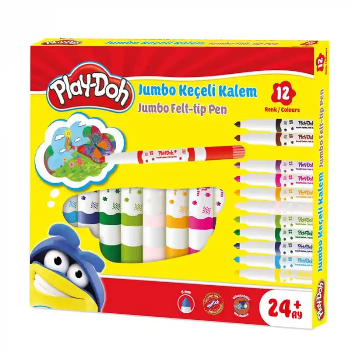 Play-doh 12 Renk Jumbo Keçeli Kalem 6 Mm Ke020
