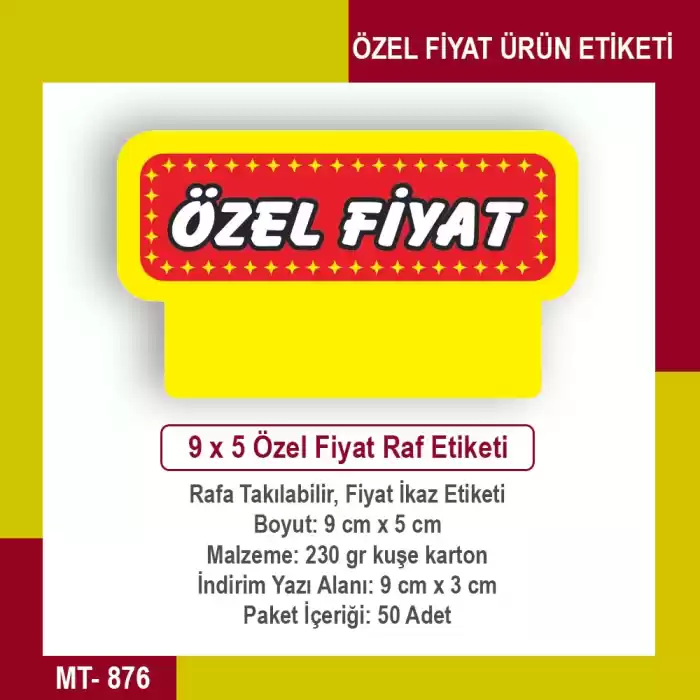 Raf Önü Özel Fiyat Etiketi Karton 50 Adet