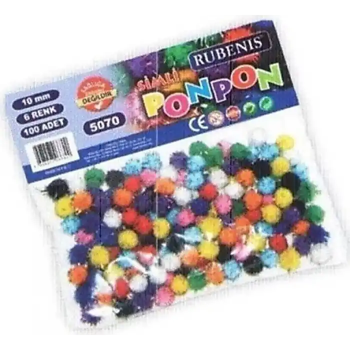 RUBENIS 6 RENK PONPON METALİK 10 MM 50 Lİ 5070
