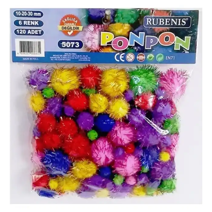 RUBENIS 6 RENK PONPON METALİK 120 Lİ 5073
