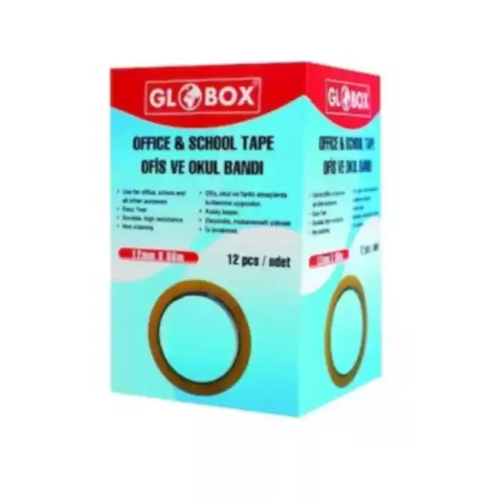 Globox Şeffaf Bant 12 x 66 mm 12 li Paket