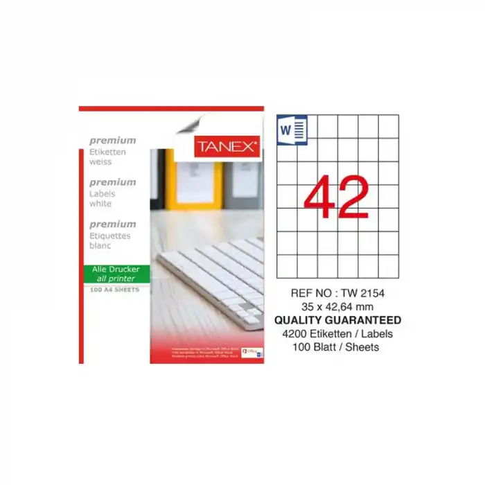 Tanex 35x42,64 Laser Etiket Tw-2154