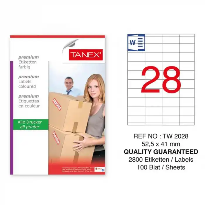 Tanex 52,5x41 Laser Etiketi Tw-2028