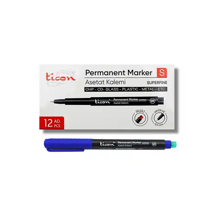 Ticon Permanent Asetat Cd Kalemi S Mavi 409796