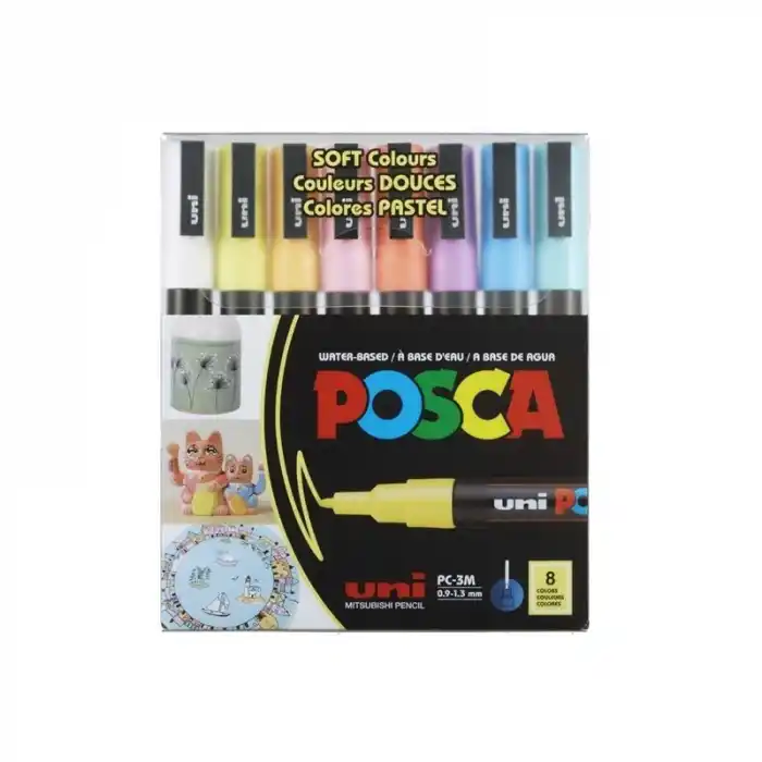 Uni-ball Pc-3m/8c Sc Set Soft Renkler 8 Li Posca Su Bazlı Marker