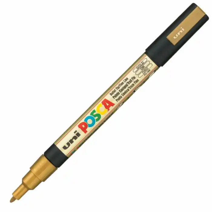 Uni-ball Pc-3m Posca Su Bazlı Marker Altın 0.9