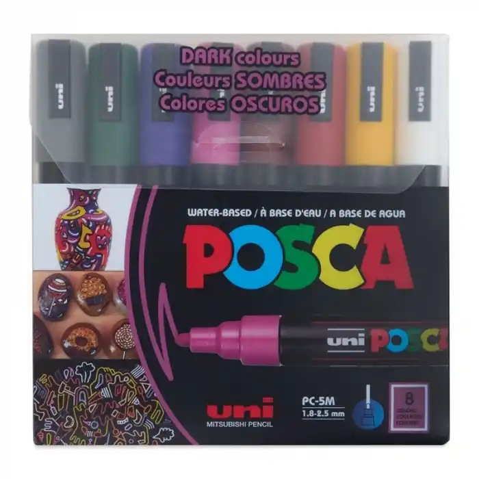 Uni-ball Pc-5m/8c Dc Posca Su Bazlı Marker Koyu Renkler 1.8