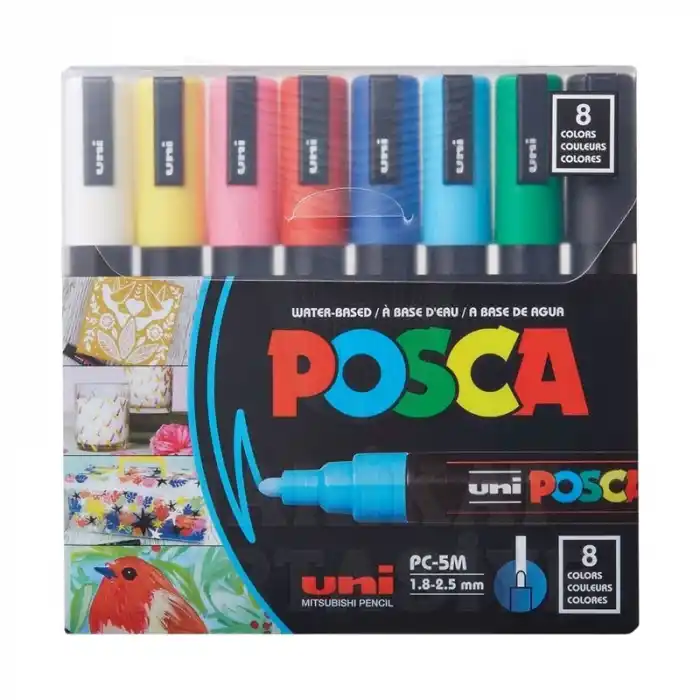 Uni-ball Pc-5m/8c Posca Su Bazlı Marker Ana Renkler 1.8