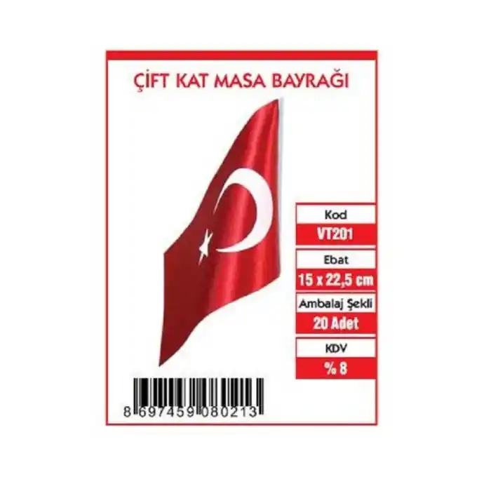Vatan 15x22,5 Çift Kat Masa Bayrağı Vt201