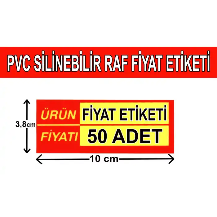 Yazılıp-Silinebilir PVC Market Raf Önü Fiyat Etiketi 50li Paket 3,8 x 10 cm