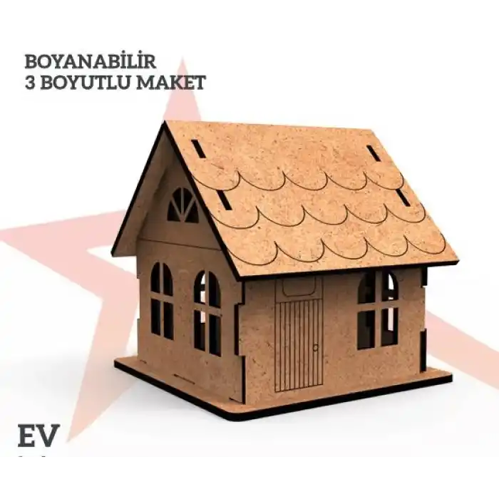 Yıldızlar Ahşap 3d Ahşap Boyanabilir Maket Ev Bym-01