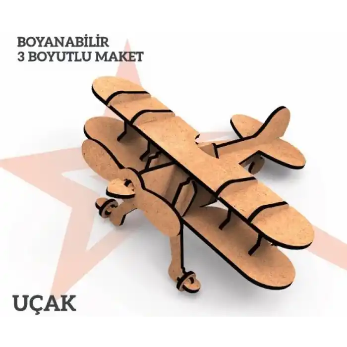 Yıldızlar Ahşap 3d Ahşap Boyanabilir Maket Uçak Bym-03