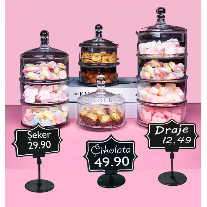 Yuvarlak Ayaklı Etiket Tutucu Siyah Yuvarlak Ayaklı Etiketlik 10 Adet