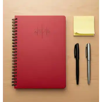 2026 Spiralli 20x28 Günlük Çizgili Ajanda Thermo Deri KIRMIZI Renk