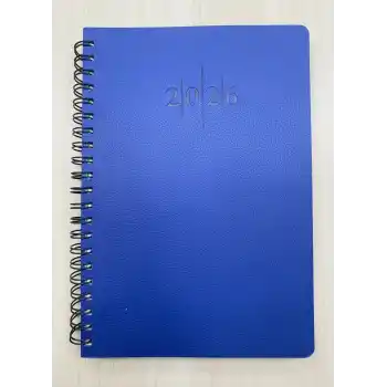 2026 Spiralli 20x28 Günlük Çizgili Ajanda Thermo Deri LACİVERT Renk