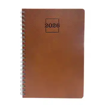 2026 Spiralli 20x28 Haftalık Çizgili Ajanda Thermo Deri TABA Renk