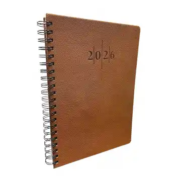 2026 Spiralli 20x28 Günlük Çizgili Ajanda Thermo Deri TABA Renk