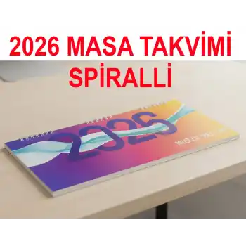 2026 Spiralli Masa Üstü Takvim 14,5 cm x 31 cm Karton Kapak