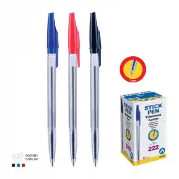3a Ark 222 Stıckpen Tükenmez Kalem S/m/k 1.0 Mm (1 Adet)