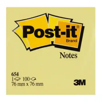 3m 654 76x76 Postit Sarı 100 Yp