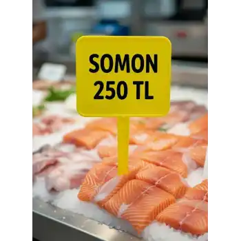 Balıkçı Tezgah Etiketi Açılı Saplamalı Fiyat Etiketi Fosforlu Sarı Büyük Boy 10 Adet