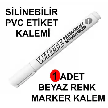 Siyah PVC Etiket Kalemi Beyaz Renk Yaz-Sil Etiket Kalemi 1 Adet Beyaz Marker Silinebilir Etiket Yazı Kalemi
