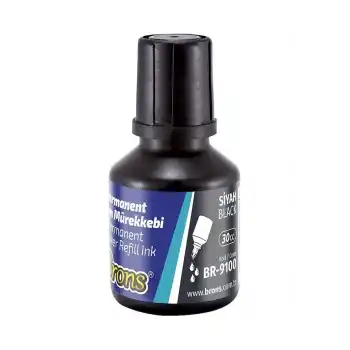 BRONS PERMANENT MARKER MÜREKKEBİ SİYAH 30 CC BR-9100