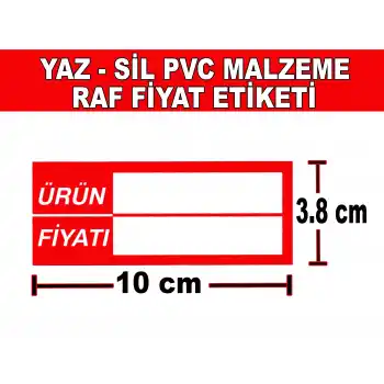 PVC Yaz-Sil Raf Profil İçi Fiyat Etiketi 50li Pk. 3,8x10cm