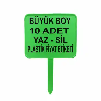 Açılı Saplamalı Yaz Sil Pazarcı Manav Plastik Fiyat Etiketi Büyük Boy Yeşil Renk 10 Adet