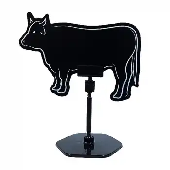 Ayaklı Etiket Tutucu ve Dana/İnek Figürlü Siyah Pvc Yaz Sil Etiket 10 lu Set